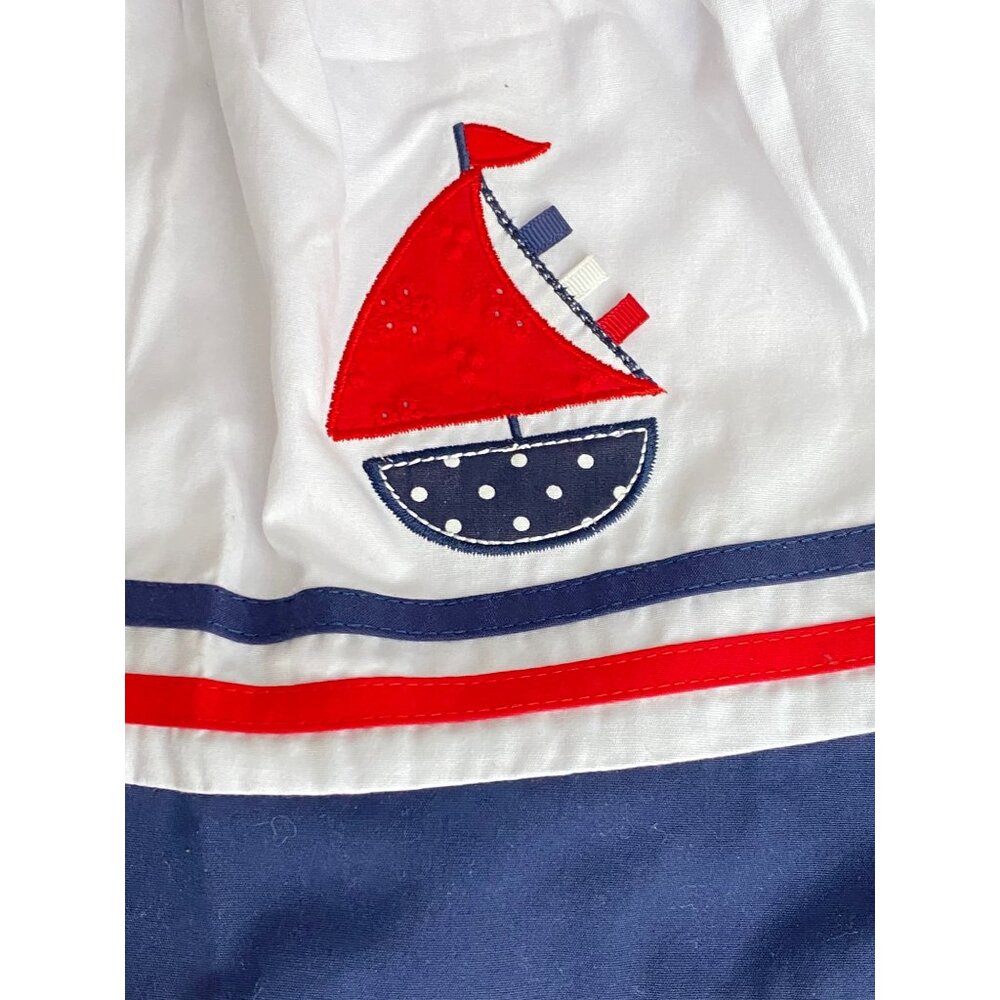 NWT $58 Good Lad 18m Girl Sailors Dress White Poplin Nautical Sailboat Applique - Picture 7 of 15